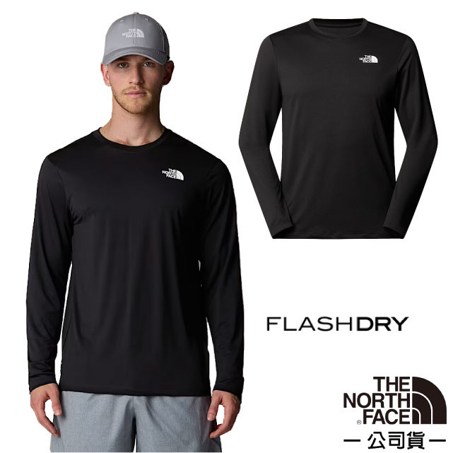 【The North Face】男 FLASHDRY 吸濕透氣排汗長袖圓領T恤.休閒套頭衫/8DG5-JK3 宇宙黑✿30E010